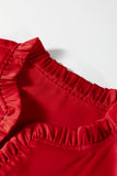 Frilled V-Neck Bow Detail 3/4 Sleeve Blouse- 2 Colors