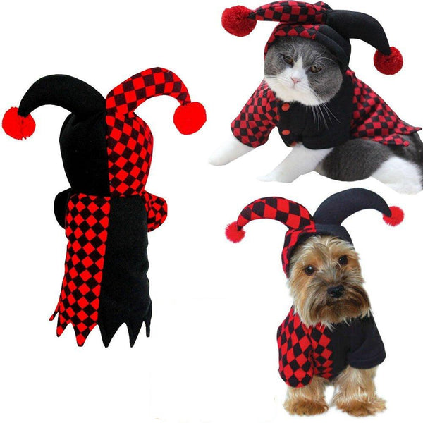 Jester Clown Pet Costume- 5 Sizes