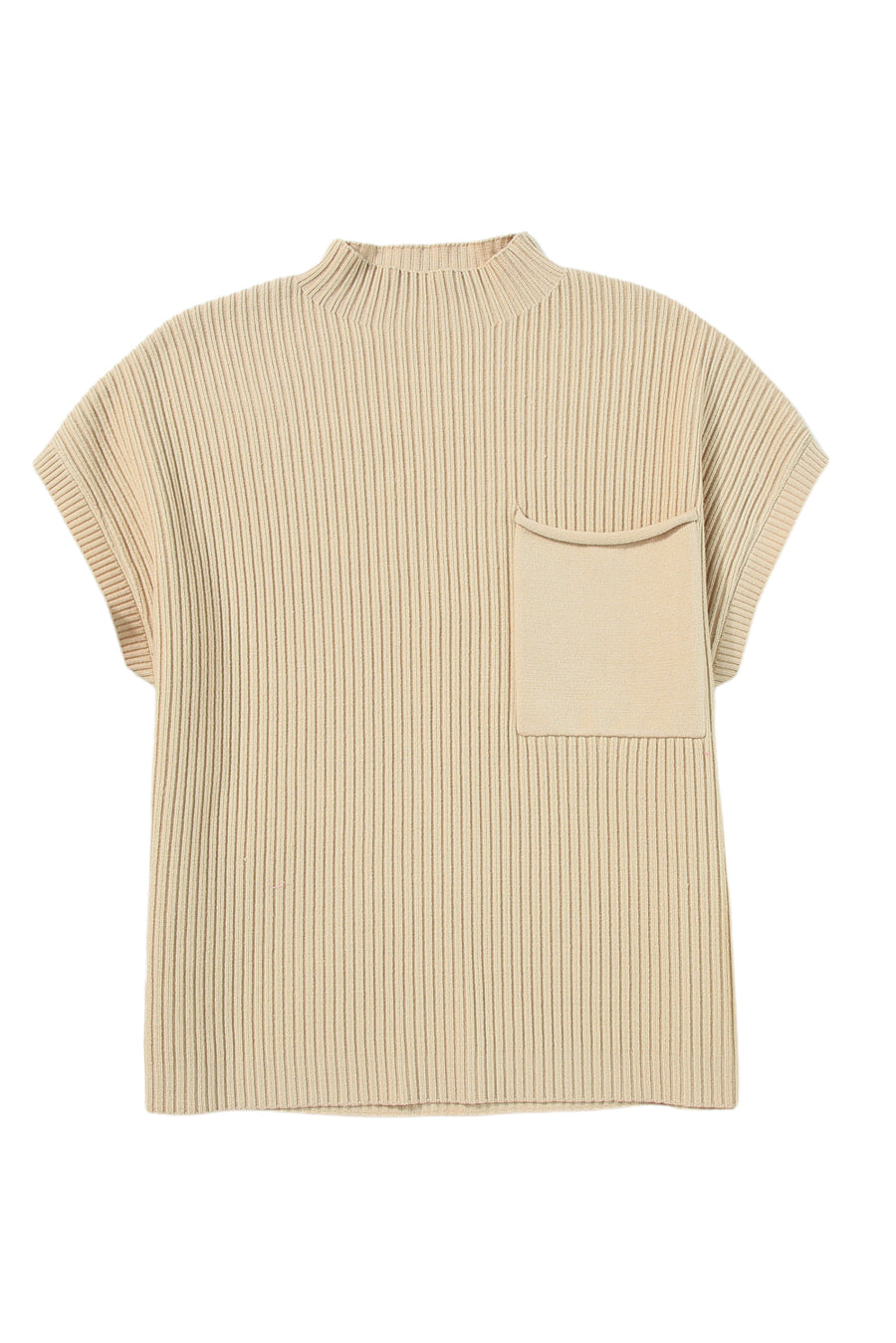 Green Pocket Ribbed Knit Short Sleeve Sweater- 9 Colors