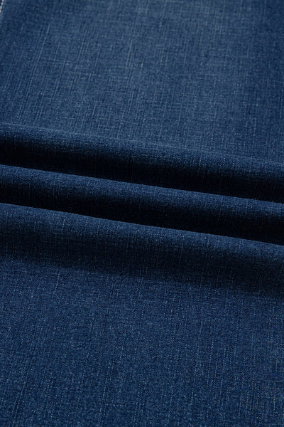 Sail Blue Stitched Waist Detail Cuffed Jeans