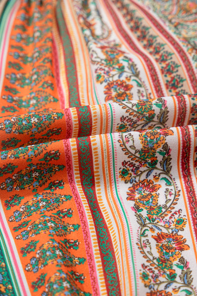 Red Bohemian Floral Print Buttoned V Neck Ruffle Tiered Dress