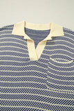Striped Contrast Trim Sleeveless Collared Sweater- 3 Colors