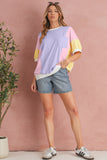 Pastel Color Block Patchwork Oversized T-Shirt