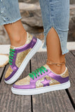 Glitter & Star Patchwork PU Leather Sneakers- 2 Colors