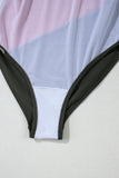 Color Block Padded Square Neck One-Piece Swimsuit B