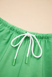 V-Neck Drop Shoulder T-Shirt and Patchwork Shorts Set- 3 Colors