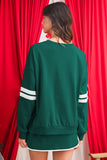 Varsity Striped Drop Shoulder Pullover Sweatshirt & Mini Skort Set- 6 Colors
