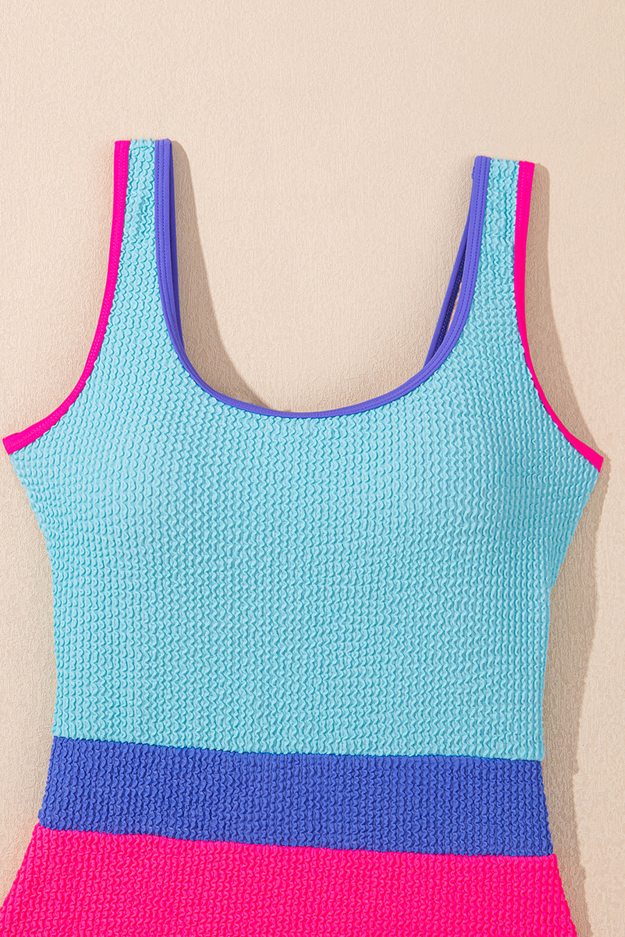 Textured Color Block One-Piece Swimsuit