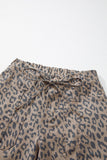 Leopard Print Drawstring Barrel Leg Jeans with Pockets- 2 Colors