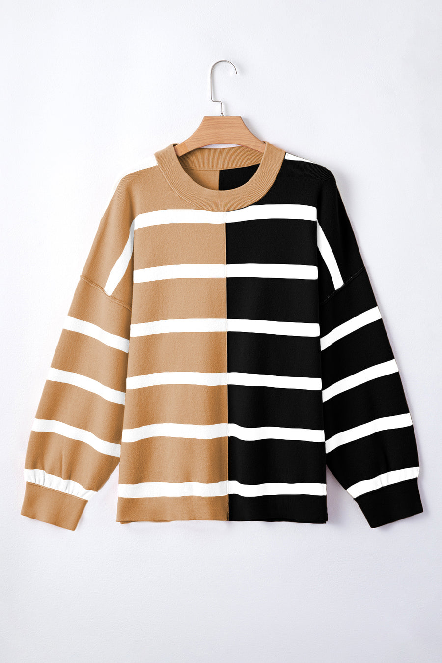 Striped Exposed Seam Patchwork Loose Fit Sweater- 4 Colors