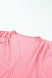Plus Size Pink Shimmer Ribbed Texture Cardigan