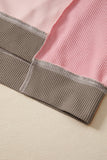 Color Block Waffle Knit Patchwork Oversized Sweatshirt- 3 Colors
