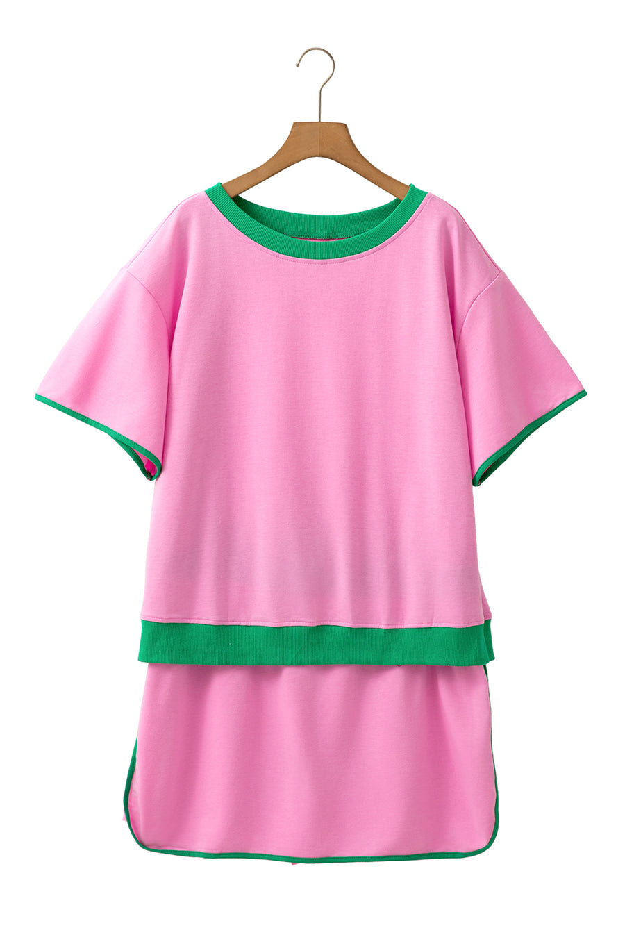 Plus Size Contrast Trim T-Shirt and Skort Two Piece Set- 3 Colors