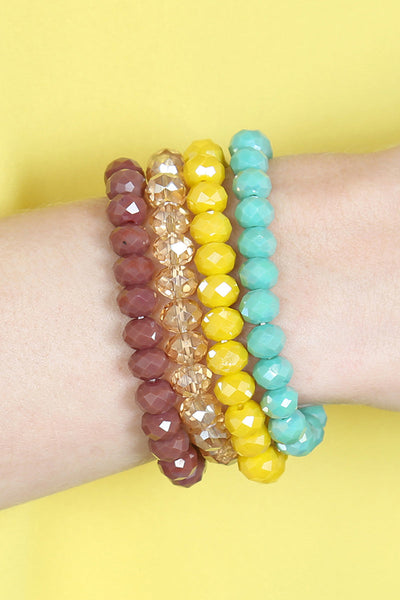 Four-Line Glass Beads Stretch Bracelet