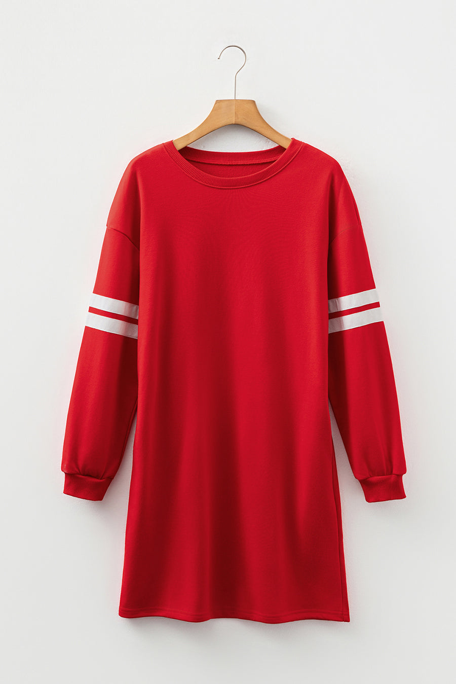 Varsity Striped Long Sleeve Loose Mini Dress with Pockets- 5 Colors