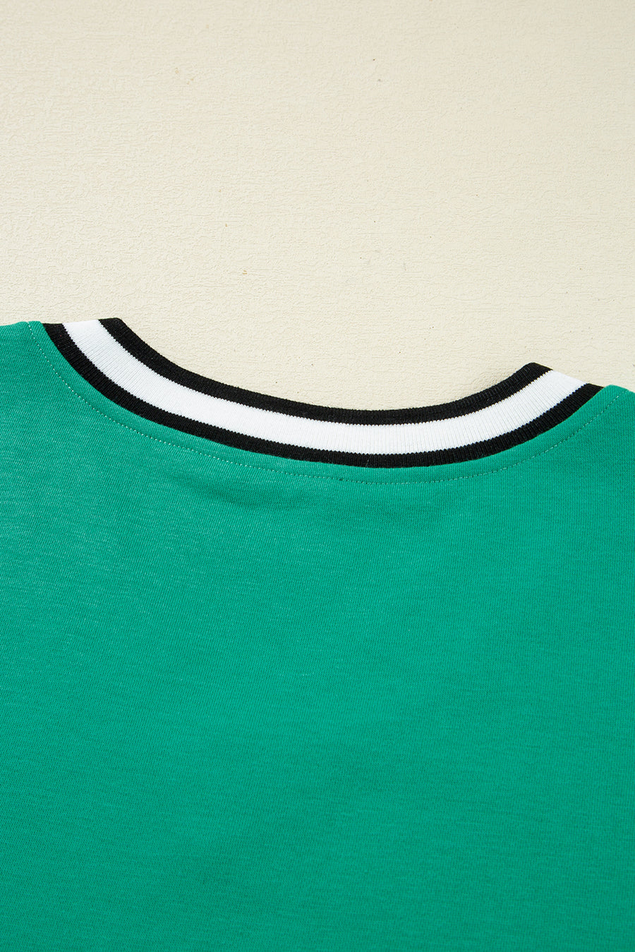 Green Contrast Striped V-Neck Long Sleeve T-Shirt Dress with Pockets