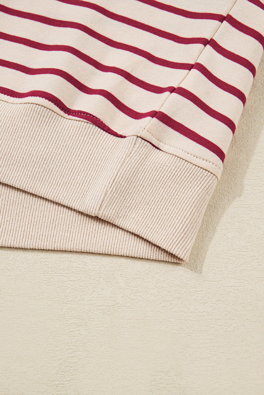 Red Stripe Cropped Collared Sweatshirt and Bubble Mini Skirt Set