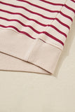 Red Stripe Cropped Collared Sweatshirt and Bubble Mini Skirt Set