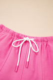 V-Neck Drop Shoulder T-Shirt and Patchwork Shorts Set- 3 Colors