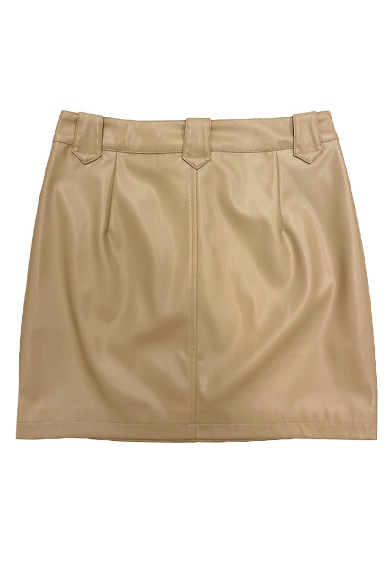 Western Contrast Pleather Mini Skirt- 2 Colors