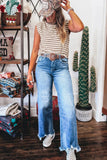 Striped Ribbed Crew Neck Muscle Tee- 2 Colors