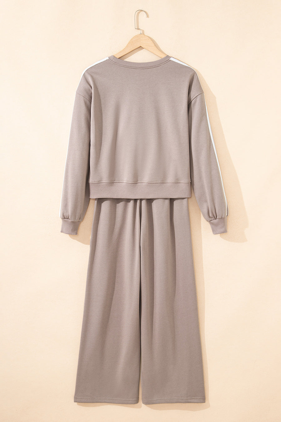 Varsity Striped Cropped Sweatshirt and Wide Leg Pants Matching Set- 5 Colors
