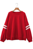 Plus Size Varsity Striped Crew Neck Sweatshirt- 2 Colors