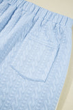 Contrast Trim Textured Crew Neck Top and Pocketed Skirt Set- 2 Colors