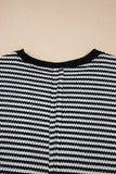 Striped Ribbed Exposed Seam Long Sleeve Oversized Top- 3 Colors