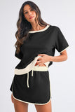 *Pre-Order* Color Block Drop Shoulder T-Shirt and Skort Set- 5 Colors