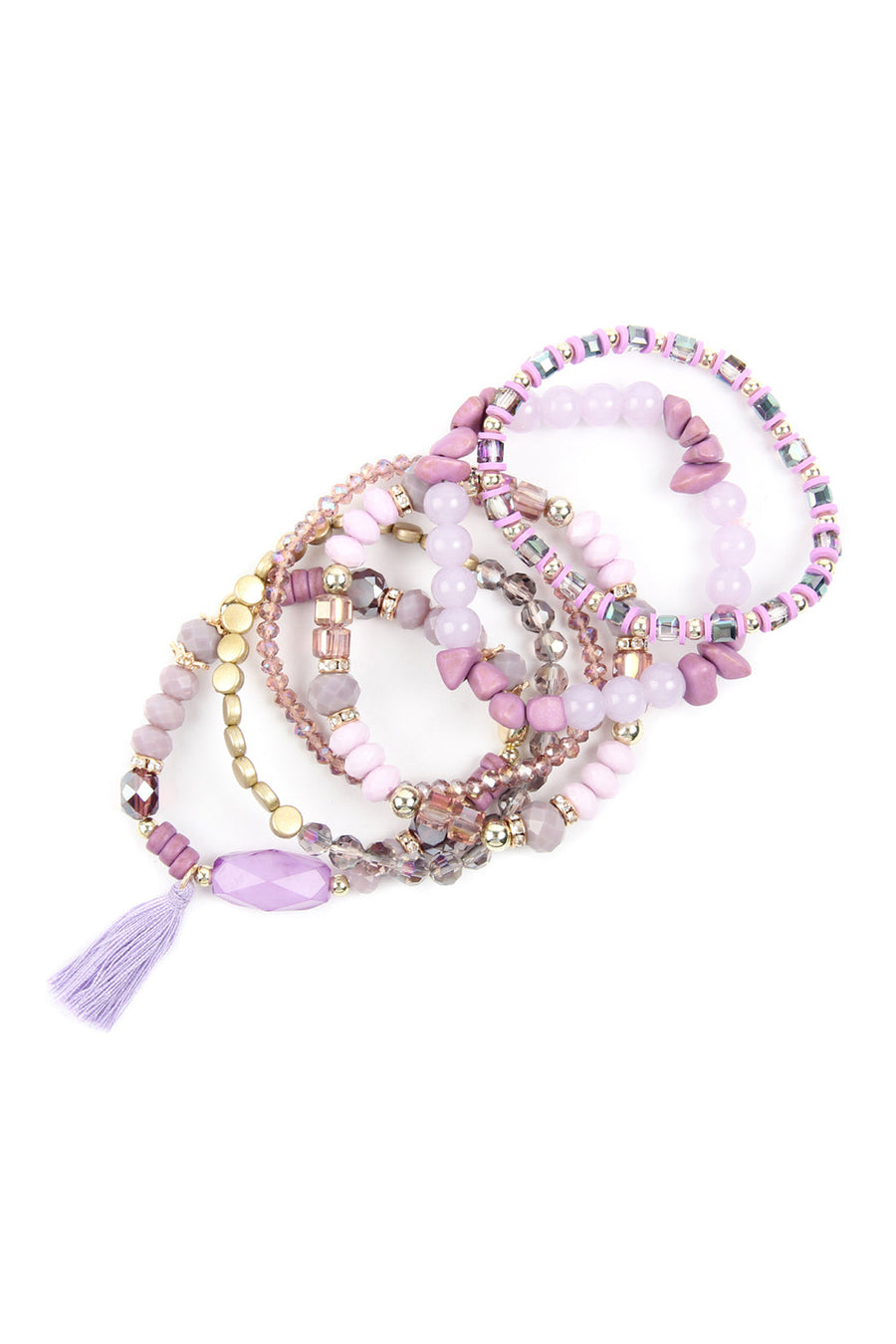 Beaded Stretch Tassel Charm Bracelet- 8 Colors