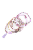 Beaded Stretch Tassel Charm Bracelet- 8 Colors