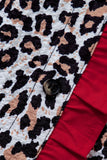 Leopard Print Contrast Frilled V-Neck Button-Up Blouse