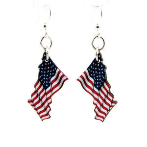 Waving American Flag Earrings #1578