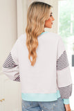 Color Block Patchwork Striped Sleeve Sweatshirt- 3 Colors