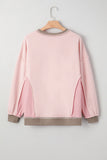 Color Block Waffle Knit Patchwork Oversized Sweatshirt- 3 Colors