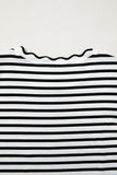 Striped Scalloped Trim Crew Neck Short Sleeve T-Shirt- 5 Colors