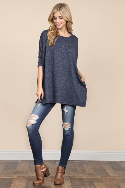 Oversized Drop Shoulder Pocket Tunic- 3 Colors