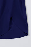 Navy Blue Drawstring Elastic Waist Built-In Brief Swim Shorts