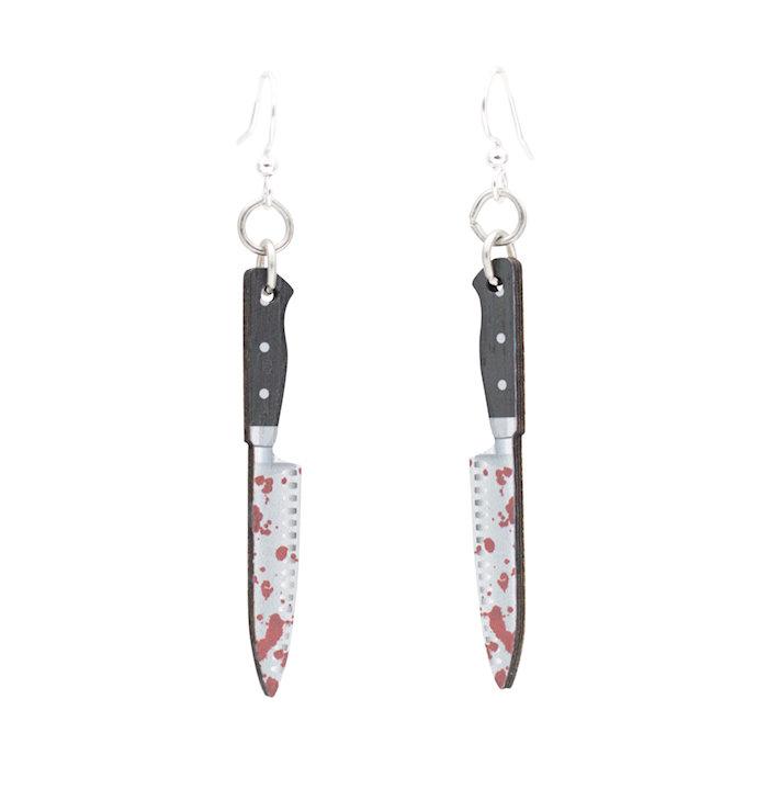 Halloween Bloody Chef's Knife Earrings #1662