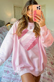 Light Pink Heart Quilt Patch Oversized Sweatshirt