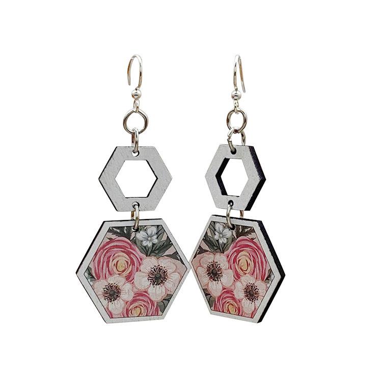 Botanical Hexagon Earrings #1683