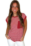 Striped Chest Pocket Crew Neck Muscle Tee- 2 Colors