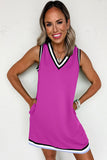 Contrast Trim V-Neck Sleeveless Mini Dress- 2 Colors