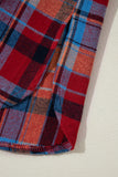 Red Plaid Print Drop Sleeve Loose Shirt Shacket