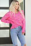Hot Pink Multicolored Confetti Chunky Knit Sweater