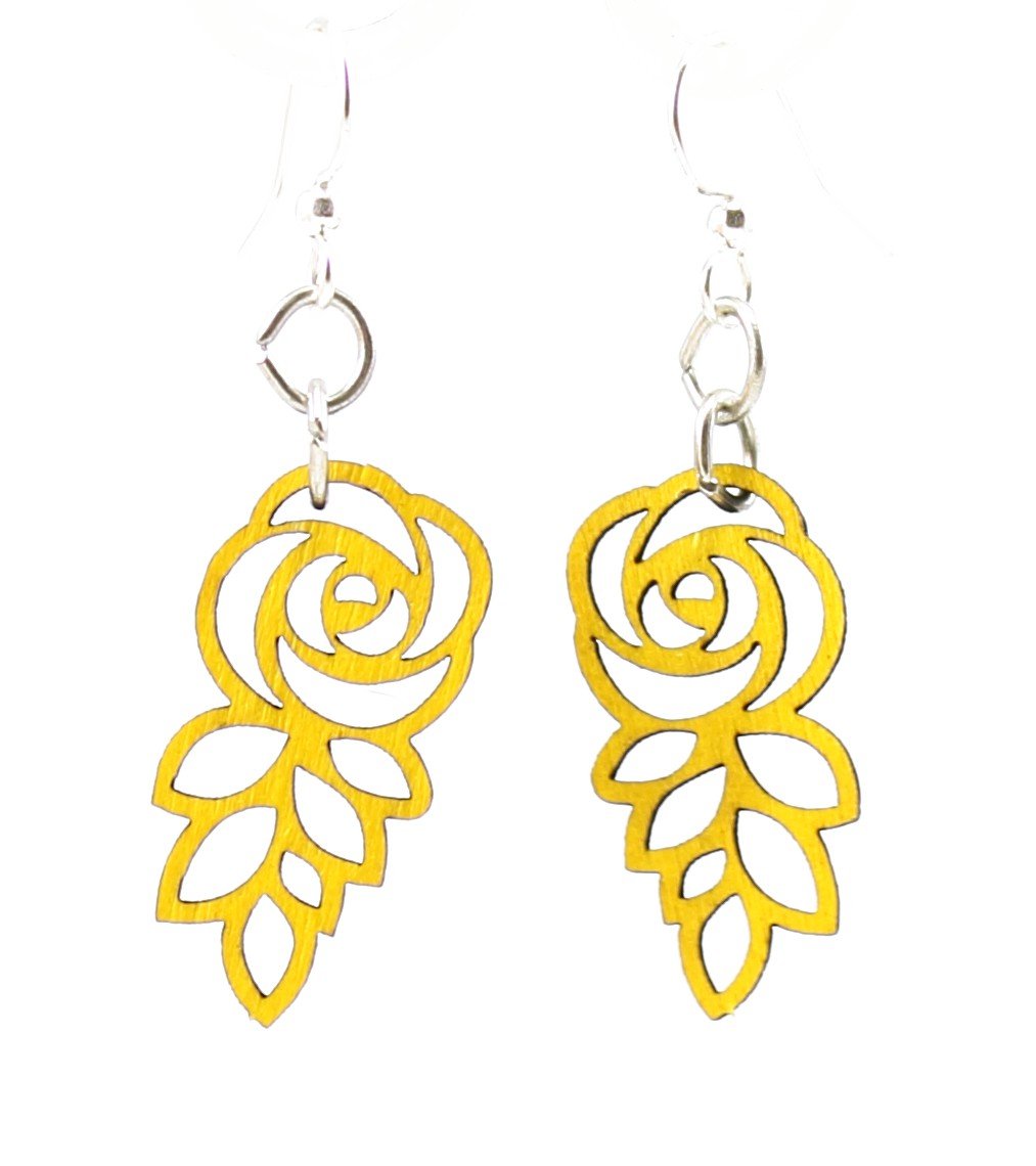 Leafed Blossom Rose Earrings #175