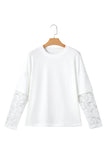 Lace Long Sleeve Drop Shoulder T-Shirt- 2 Colors