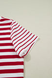 Red and White Striped Crew Neck T-Shirt