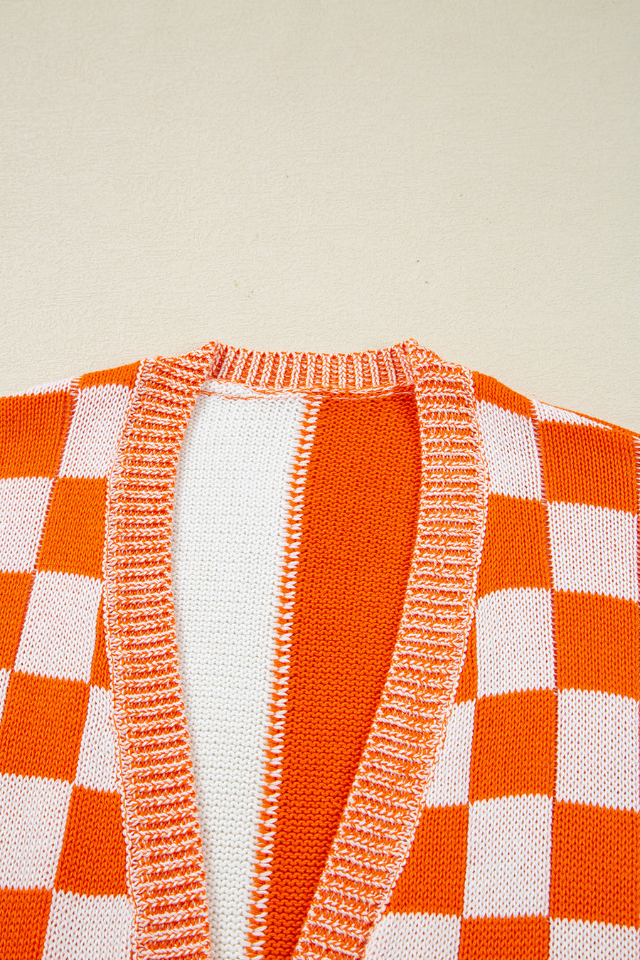 Black Checkered Open Front Drop Shoulder Cardigan